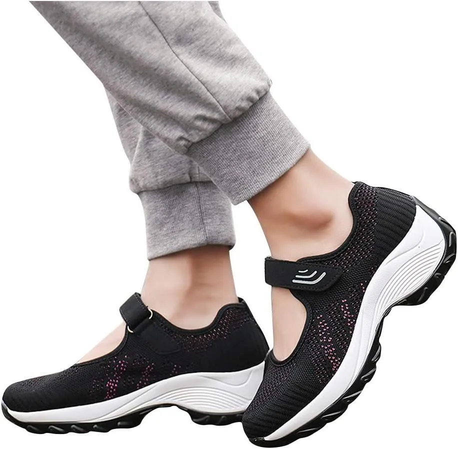 Women's Fashion Sneaker Mesh Slip On Black Non Slip Shoes for Women Comfortable Orange Tennis Shoes for Women Black Loafers Shoes Women Leather Sneakers