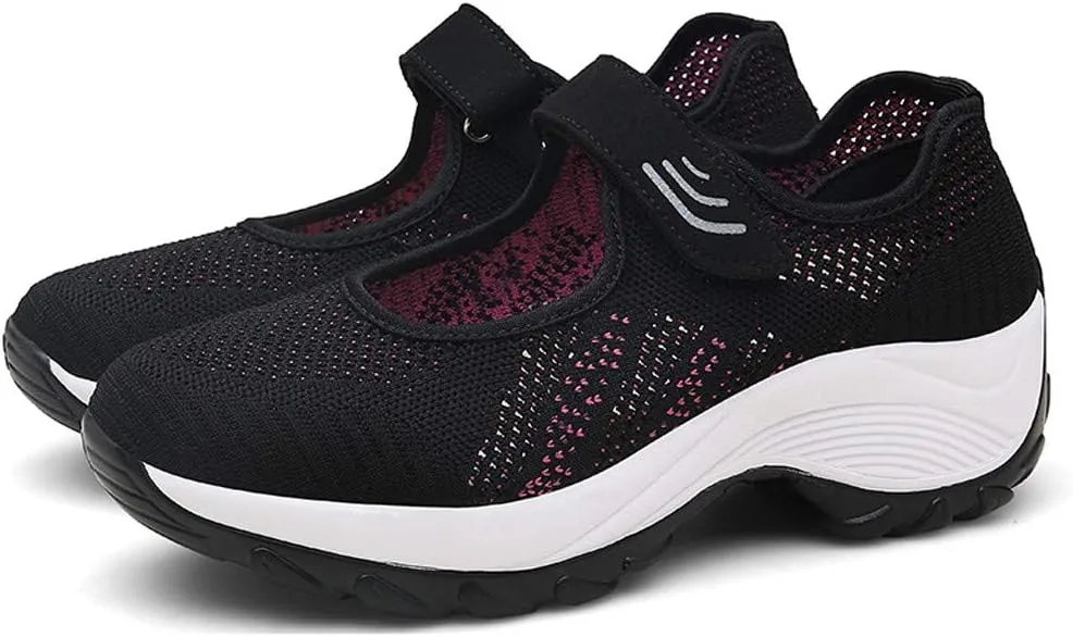 Women's Fashion Sneaker Mesh Slip On Black Non Slip Shoes for Women Comfortable Orange Tennis Shoes for Women Black Loafers Shoes Women Leather Sneakers