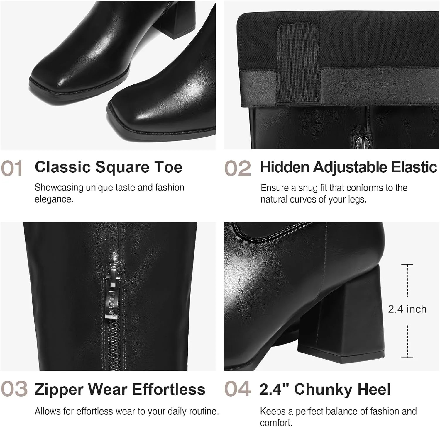 Women's Knee High Wide Calf Tall Fashion Long Boots - Stiletto Pointed Toe for Women