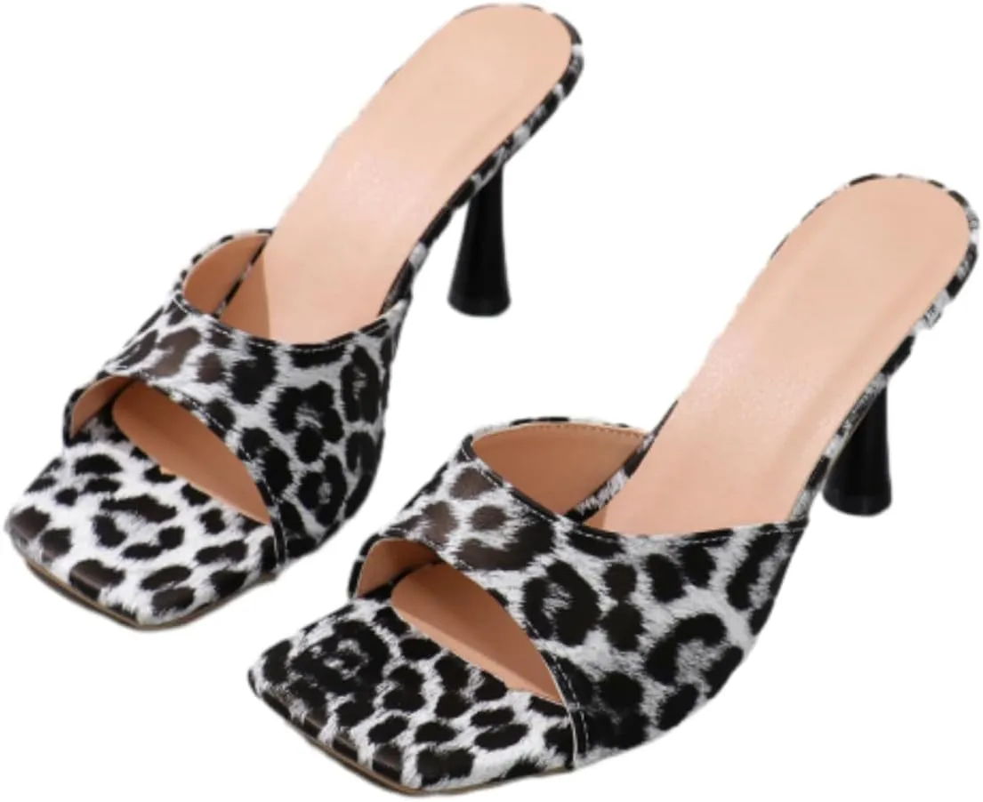 Women's Peep Toe Stilettos High Heel Animal Print Dressy Sexy Stiletto High Heels Dress Sandals Evening Party Prom Shoes