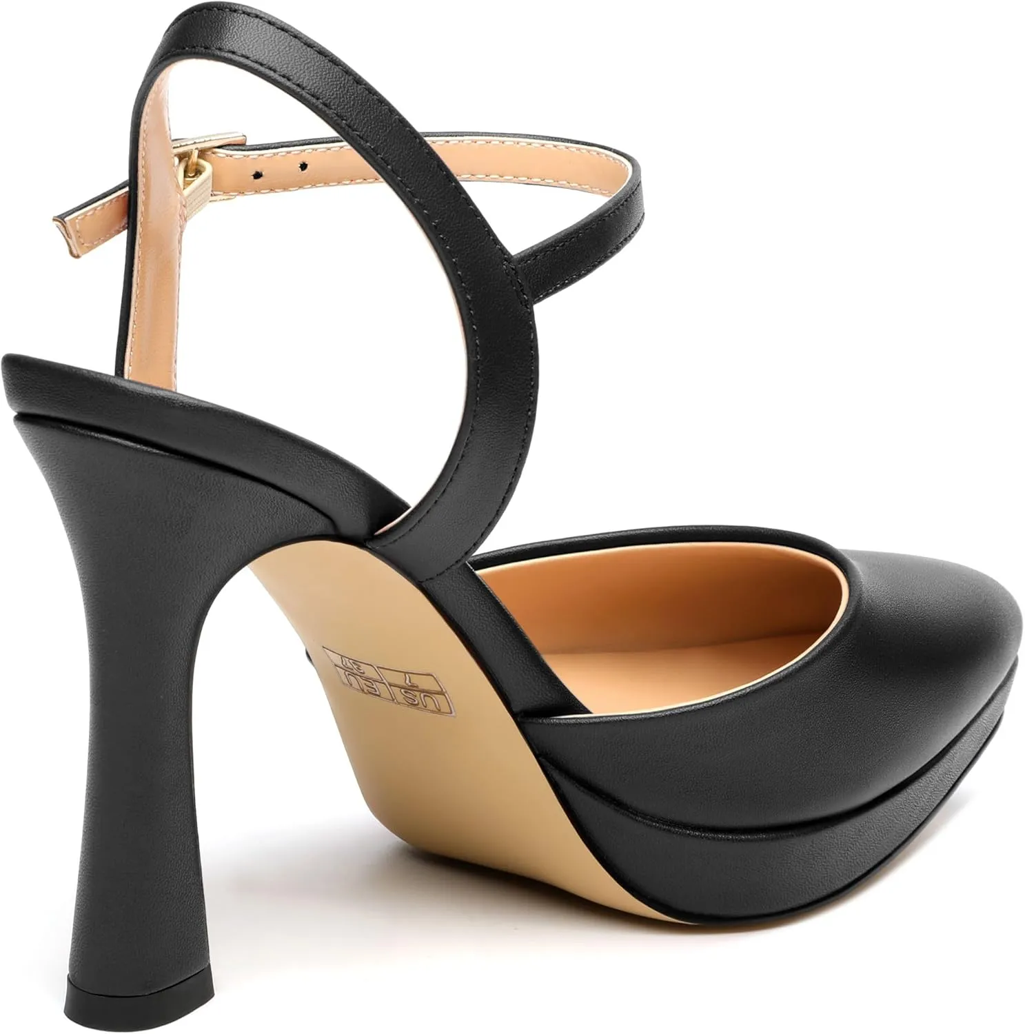 Womens Platform High Heels Pointed Toe Ankle Strap Buckle Stiletto High Heel Pumps Party Evening Dress Shoes 4 Inch