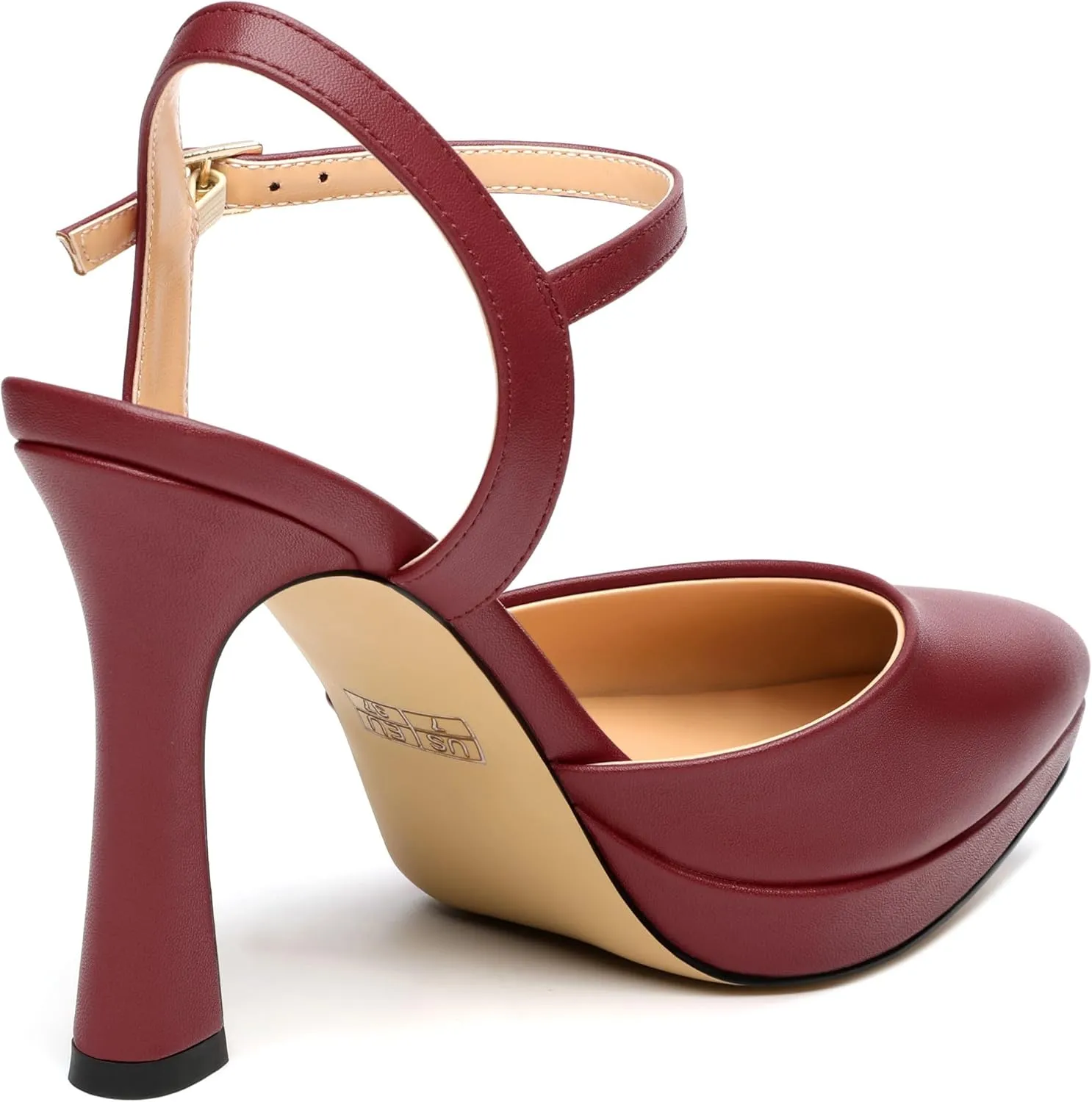 Womens Platform High Heels Pointed Toe Ankle Strap Buckle Stiletto High Heel Pumps Party Evening Dress Shoes 4 Inch