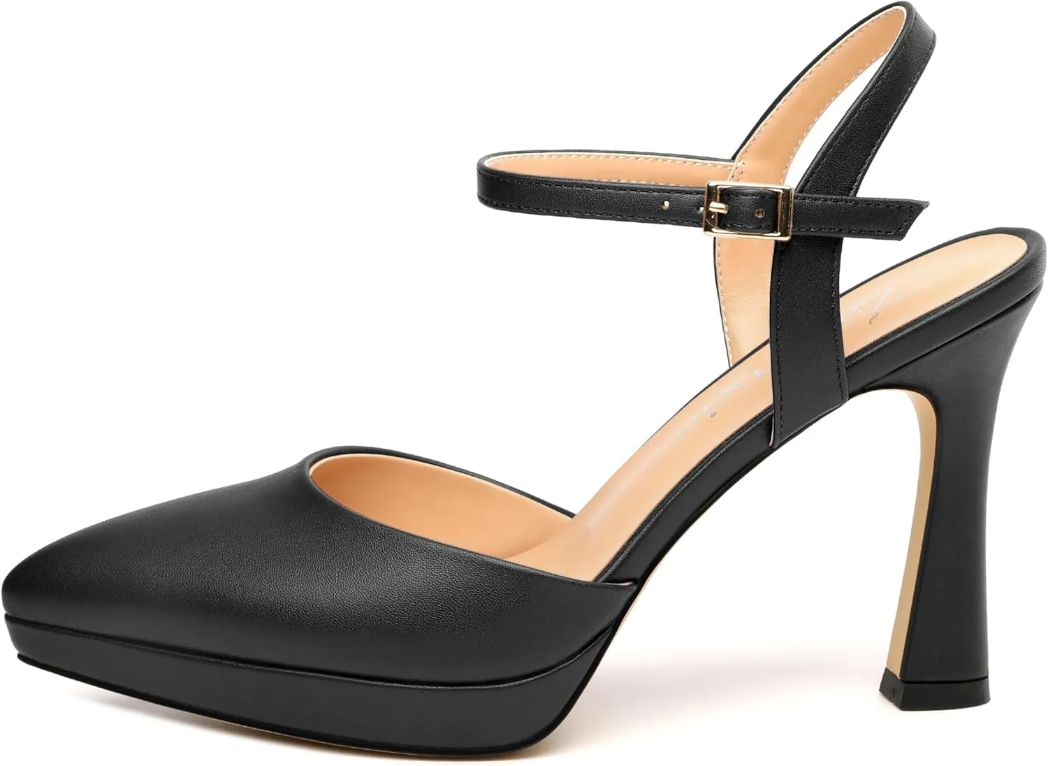 Womens Platform High Heels Pointed Toe Ankle Strap Buckle Stiletto High Heel Pumps Party Evening Dress Shoes 4 Inch