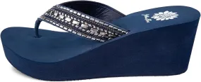 Yellow Box Women's Emmil Wedge Sandal, Round Toe, Medium-High 2.5 Inch Heel, 0.75 Inch Platform Comfortable Flip-Flop