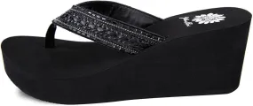 Yellow Box Women's Emmil Wedge Sandal, Round Toe, Medium-High 2.5 Inch Heel, 0.75 Inch Platform Comfortable Flip-Flop